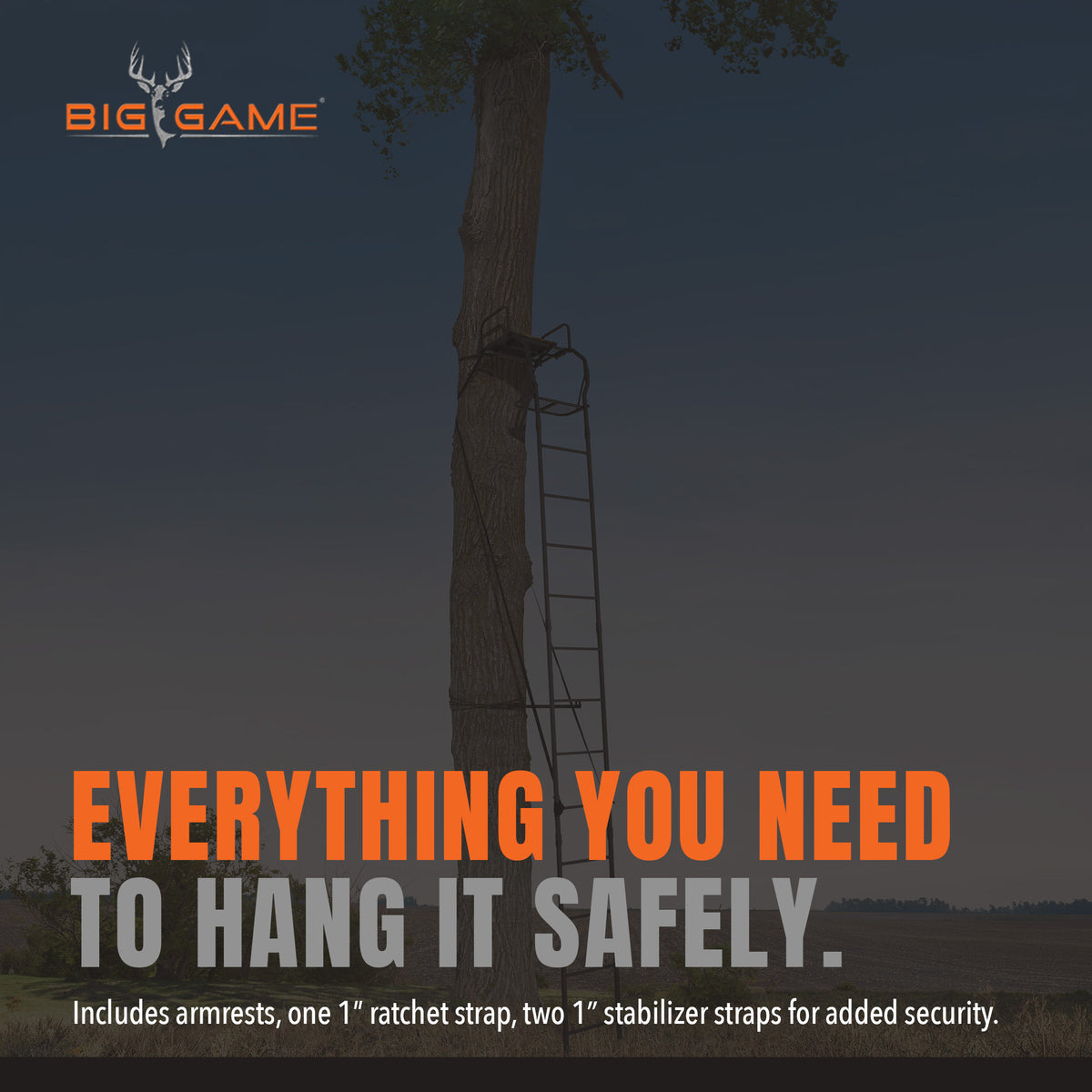 Big Game The Warrior Pro 1 Person Hunting Ladder Tree Stand, Black (Used)