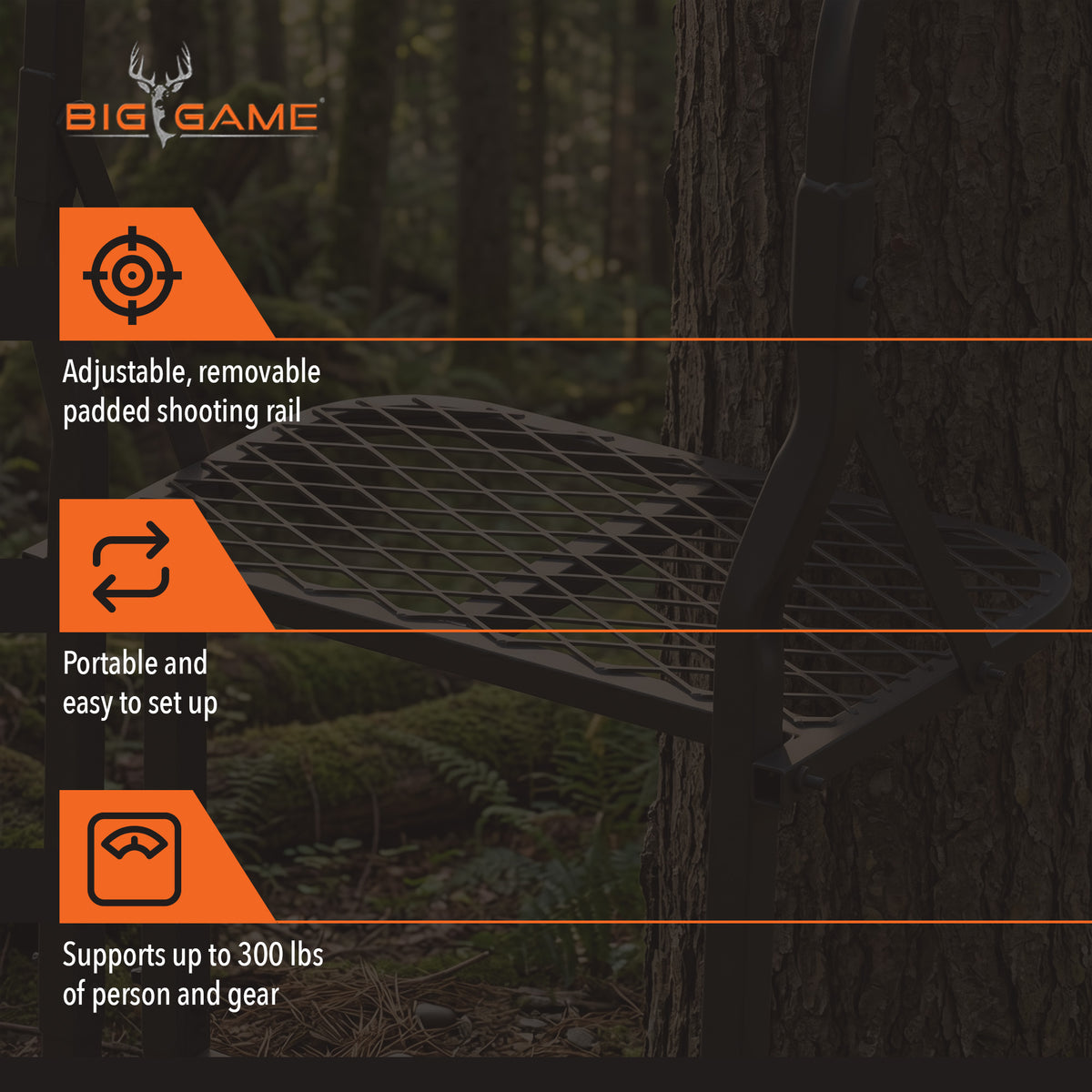 Big Game The Warrior Pro 1 Person Hunting Ladder Tree Stand, Black (Used)
