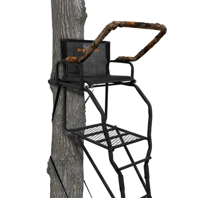 Big Game XL 17.5' Ladder Treestand with Flip-Back Seat and Rail, Black(Used) - VMInnovations