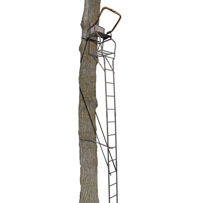 Big Game XL 17.5' Ladder Treestand with Flip-Back Seat & Rail, Black (For Parts) - VMInnovations