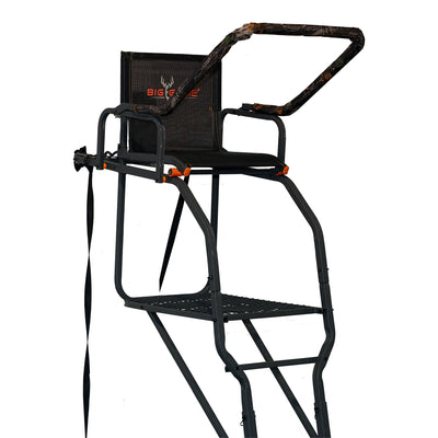 Big Game XL 17.5' Ladder Treestand with Flip-Back Seat and Rail, Black(Open Box) - VMInnovations