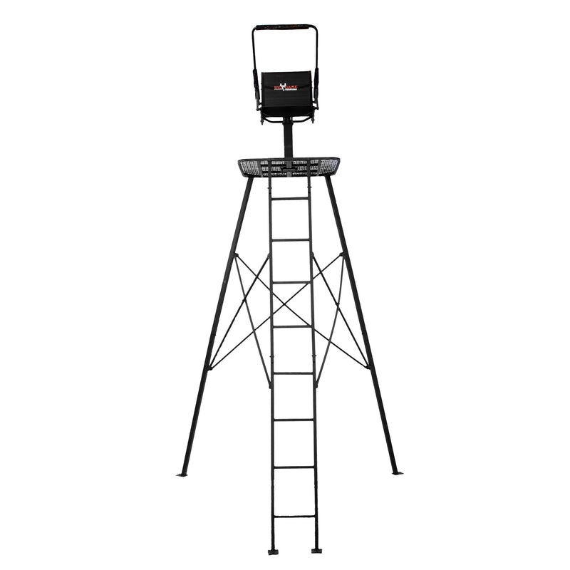 Big Game The Defender 12.5 Ft Tripod Stand, Deer Hunting Ladder w/ Rotating Seat