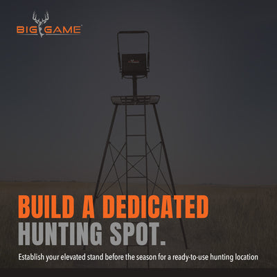 Big Game The Defender 12.5 Ft Tripod Stand, Deer Hunting Ladder w/ Rotating Seat