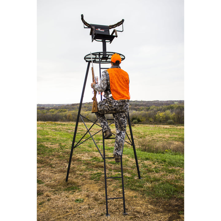 Big Game Apex 12.5 Foot Tripod Stand, Deer Hunting Ladder with Rotating Seat - VMInnovations