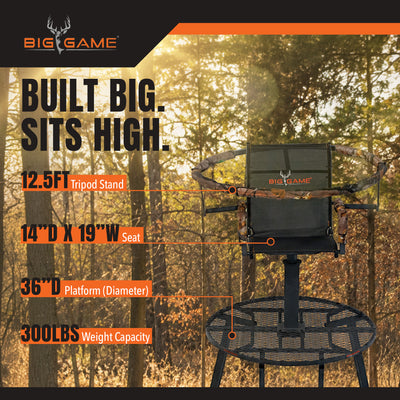 Big Game 13' The Apex Tripod Hunting Ladderstand w/Swiveling Seat (Open Box) - VMInnovations