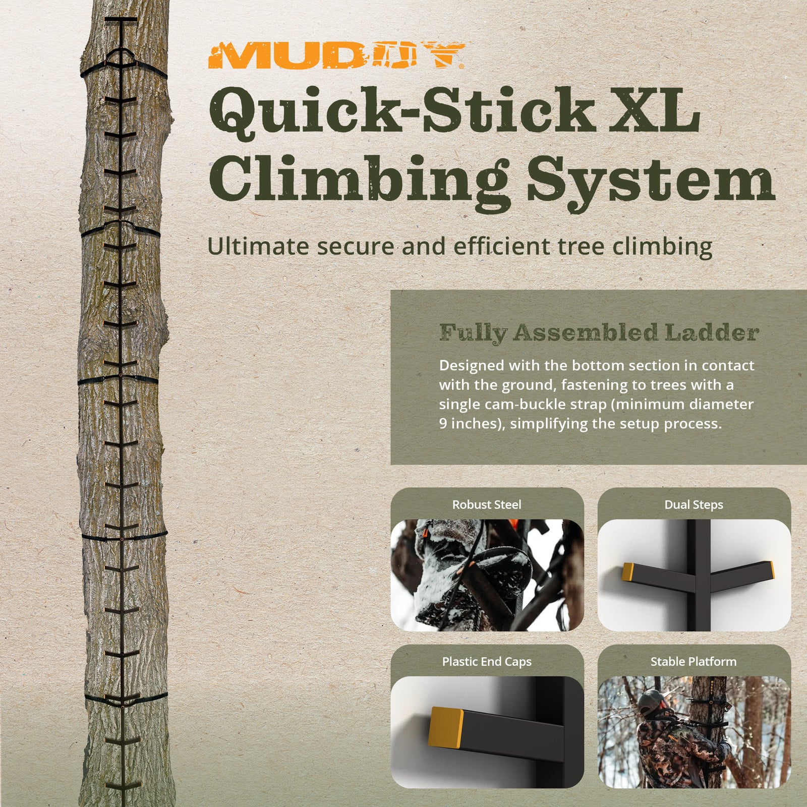 Muddy Quick Stick XL, Climbing Stick Tree Climbing Gear for Deer Stands & Blinds - VMInnovations