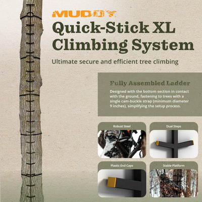 Muddy Quick Stick XL Climbing Stick with Powder Coated Finish, Black (Open Box)