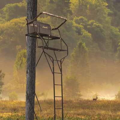 Muddy Droptine Deer Hunting Ladderstand, 2 Person Climbing Tree Stand (Open Box) - VMInnovations