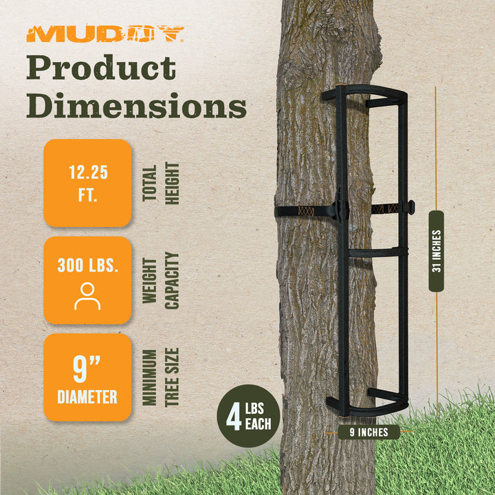 Muddy Stagger Steps, Tree Climbing Hunting Gear Tree Stand Accessories, 3 Pack - VMInnovations