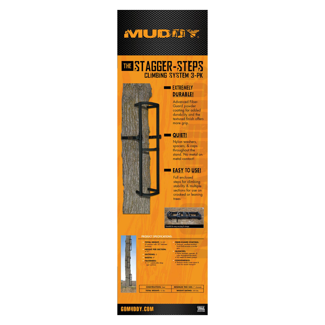 Muddy Stagger Steps, Tree Climbing Hunting Gear Tree Stand Accessories, 3 Pack - VMInnovations