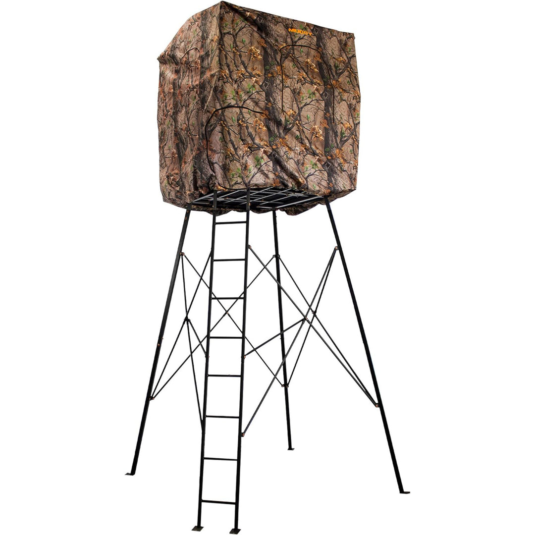 Muddy 12' Quad Pod Stand Hunting Blind, Deer Blind w/ Windows, Camo (Open Box)