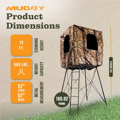 Muddy 12' Quad Pod Stand Hunting Blind, Deer Blind w/ Windows, Camo (Open Box) - VMInnovations