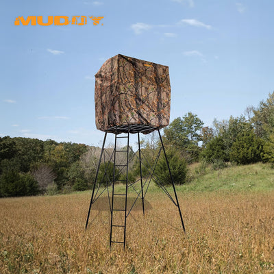 Muddy 12' Quad Pod Stand Hunting Blind, Hunting Gear Deer Blind w/ Windows, Camo