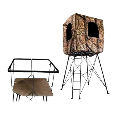 Muddy 12' Quad Pod Stand Hunting Blind, Hunting Gear Deer Blind w/ Windows, Camo