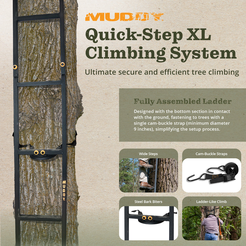 Muddy Quick Step XL Climbing Steps w/Powder Coated Finish, Black (Open Box)