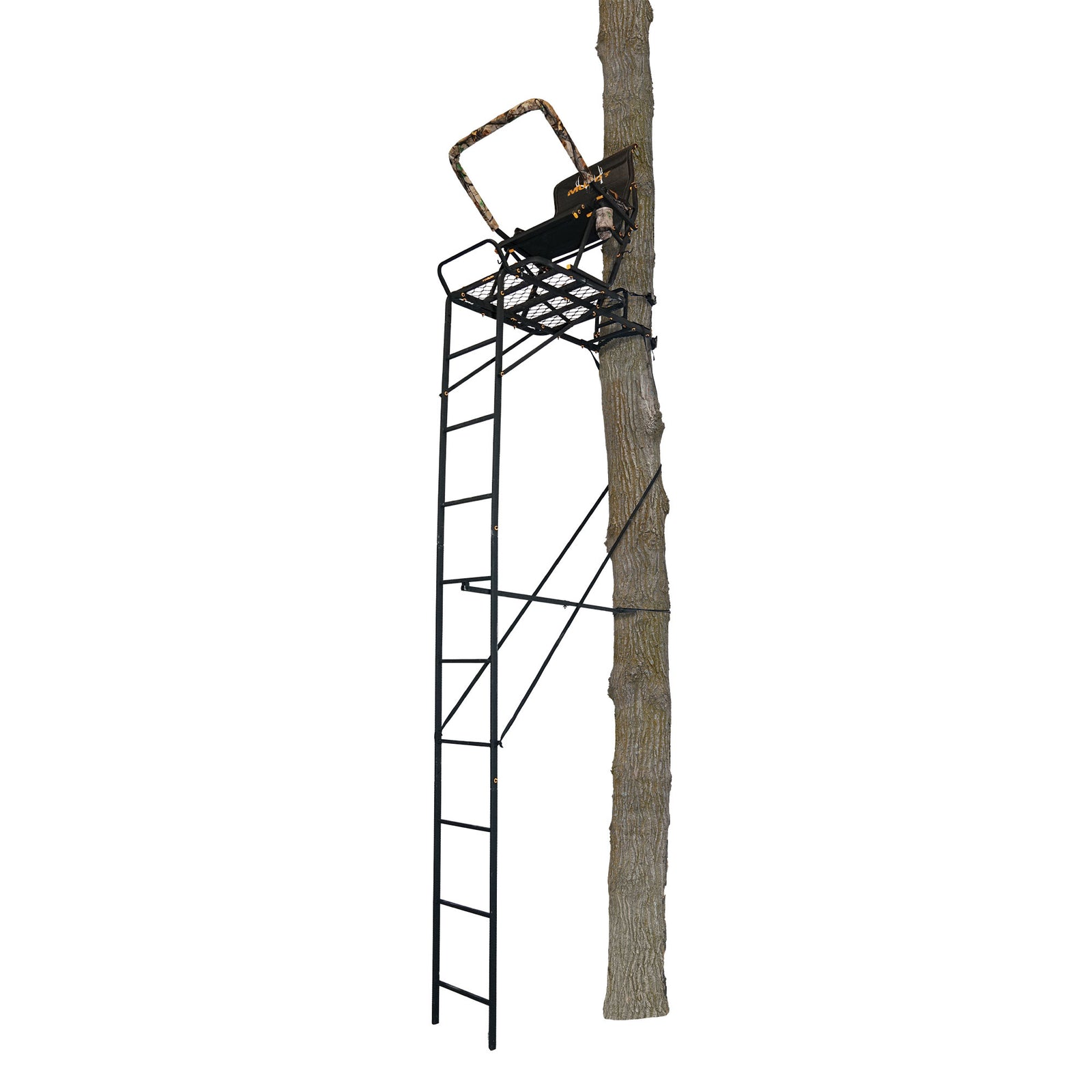 Muddy Boss Hawg 1.5 Deer Hunting 17ft Ladderstand Tree Stand w/Lumbar Seat(Used) - VMInnovations