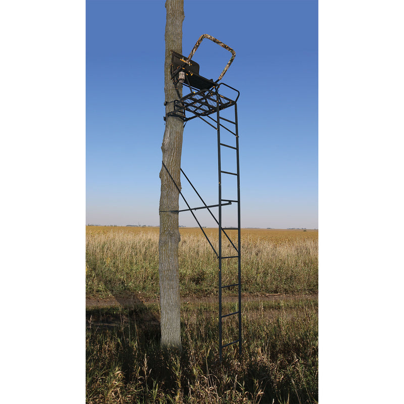 Muddy Boss Hawg 1.5 Deer Hunting 17 Foot Ladderstand Tree Stand w/Lumbar Seat