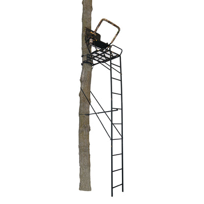 Muddy Boss Hawg 1.5 Deer Hunting 17 Foot Ladderstand Tree Stand w/Lumbar Seat