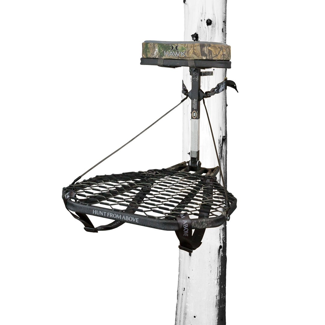 Hawk Mega Combat Hang On Tree Stand, Deer Stand w/ XL Saddle Platform (Open Box)