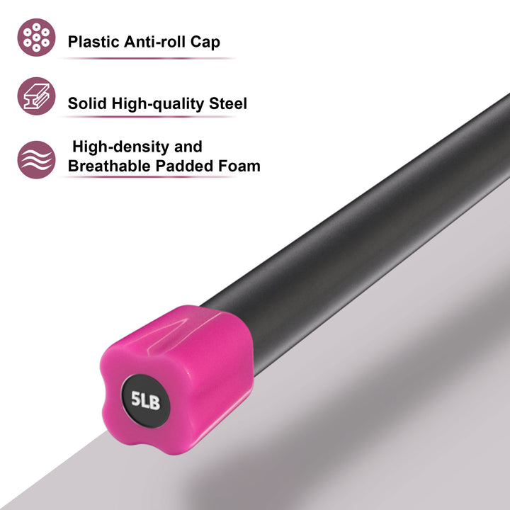 Signature Fitness Total Body Workout Steel Bar w/ Padded Foam, 5lbs (Open Box) - VMInnovations