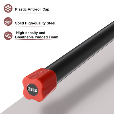 Signature Fitness full Body Workout Steel Bar w/Padded Foam, 25 Pounds(Open Box) - VMInnovations