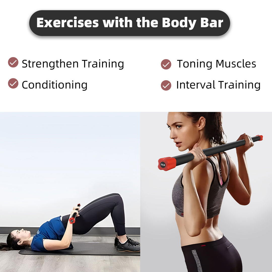 Signature Fitness full Body Workout Steel Bar w/Padded Foam, 25 Pounds(Open Box) - VMInnovations