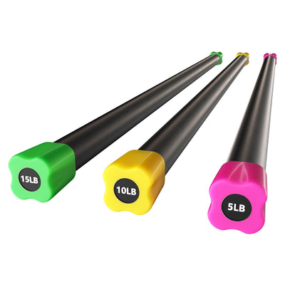 Signature Total Body Workout & Exercise Weighted Bar Padded Grip, 3pk (Used) - VMInnovations