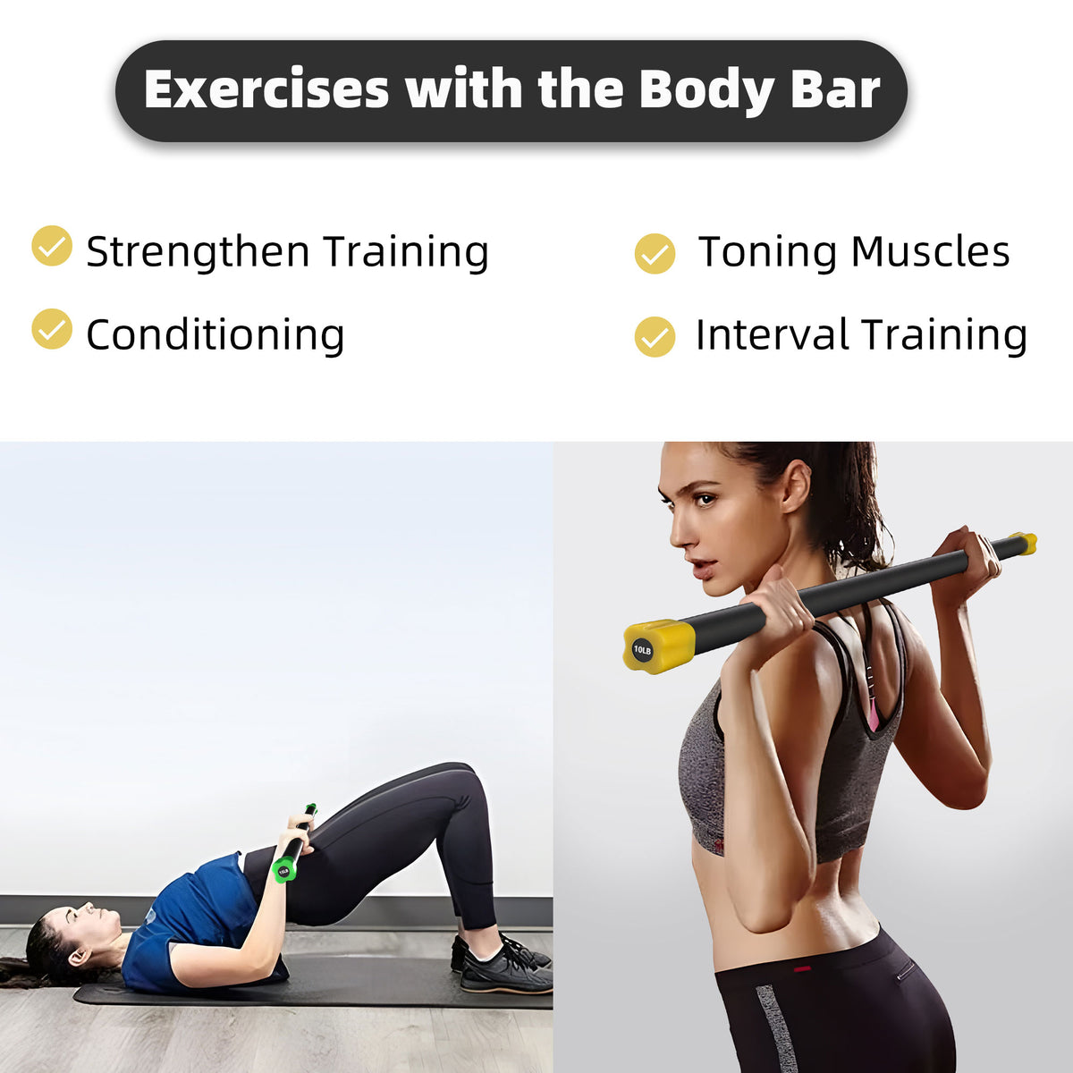 Signature Fitness Workout & Exercise Weighted Bar Padded Grip, 3pk (Open Box) - VMInnovations