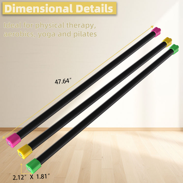 Signature Total Body Workout & Exercise Weighted Bar Padded Grip, 3pk (Used)