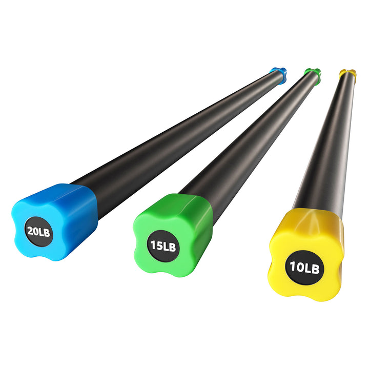 Signature Fitness Total Workout & Exercise Weighted Bar Padded Grip, 3pk (Used)