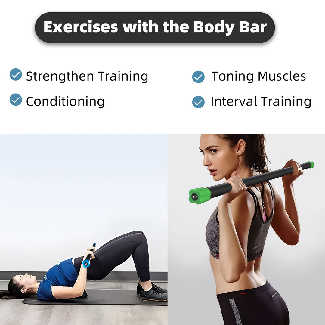 Signature Fitness Total Workout & Exercise Weighted Bar Padded Grip, 3pk (Used)