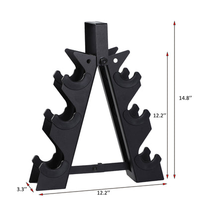 HolaHatha 5, 8 & 10lb Cast Iron Dumbbell Free Hand Weight Set w/Rack (Open Box) - VMInnovations