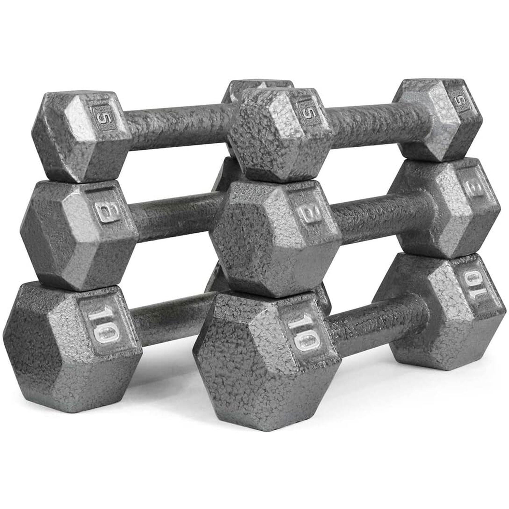 HolaHatha 5, 8 & 10lb Cast Iron Dumbbell Free Hand Weight Set w/Rack (Open Box) - VMInnovations