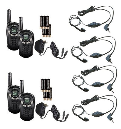 (2) PAIR COBRA CXT135 MicroTalk 16 Mile Walkie Talkie 2-Way Radios + 4 Headsets