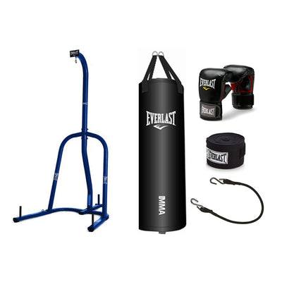 Everlast Single Station 100 Pound Punching Bag Stand and Nevatear Heavy Bag Kit - VMInnovations