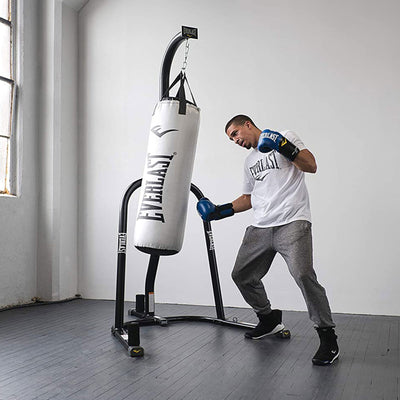 Everlast Single Station 100 Pound Punching Bag Stand and Nevatear Heavy Bag Kit - VMInnovations