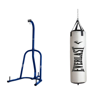 Everlast Single Station 100 Pound Punching Bag Stand and Nevatear Heavy Bag Kit