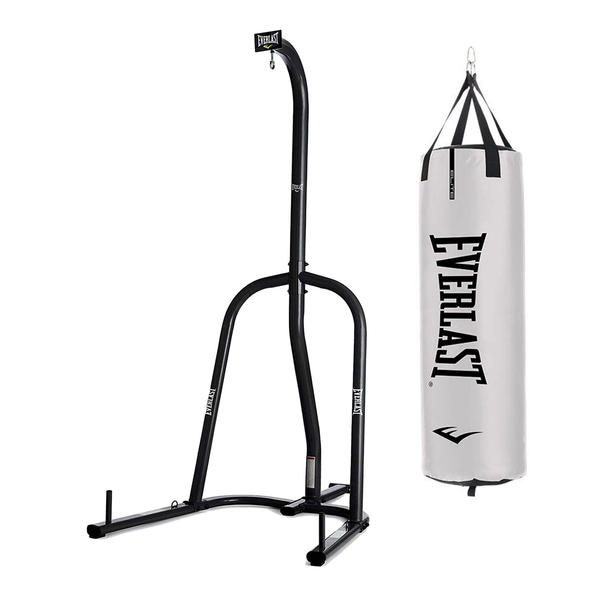 Everlast 100 Pound Bag Stand with Elite 2 Nevatear 80 Pound Punching Bag, White - VMInnovations