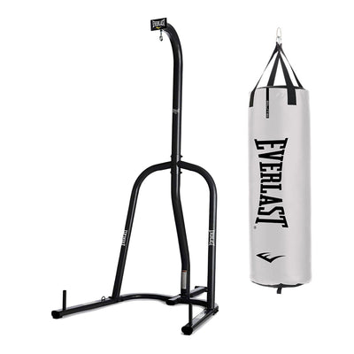 Everlast 100 Pound Bag Stand with Elite 2 Nevatear 80 Pound Punching Bag, White - VMInnovations