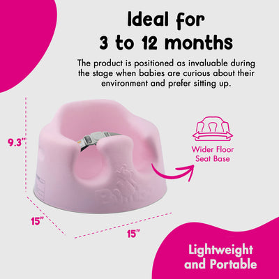 Bumbo Baby Soft Foam Wide Floor Seat w/3 Point Adjustable Harness, 2 Pack, Pink