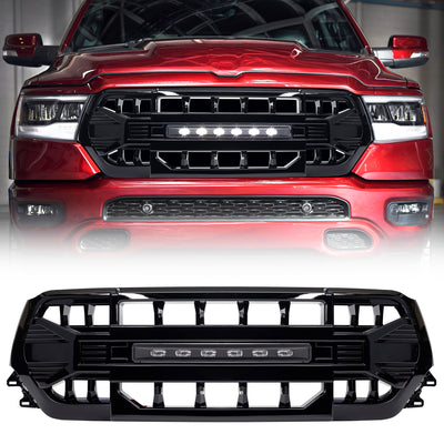 AMERICAN MODIFIED Armor Front Grille for 19-24 Dodge Ram, Glossy Black(Open Box) - VMInnovations