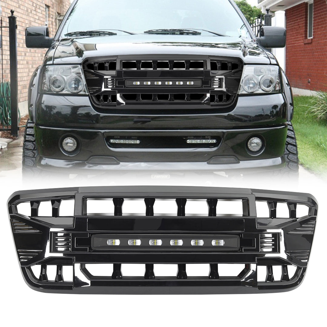 AMERICAN MODIFIED Armor Grille Compatible w/04-08 Ford F150, Glossy Black (Used)