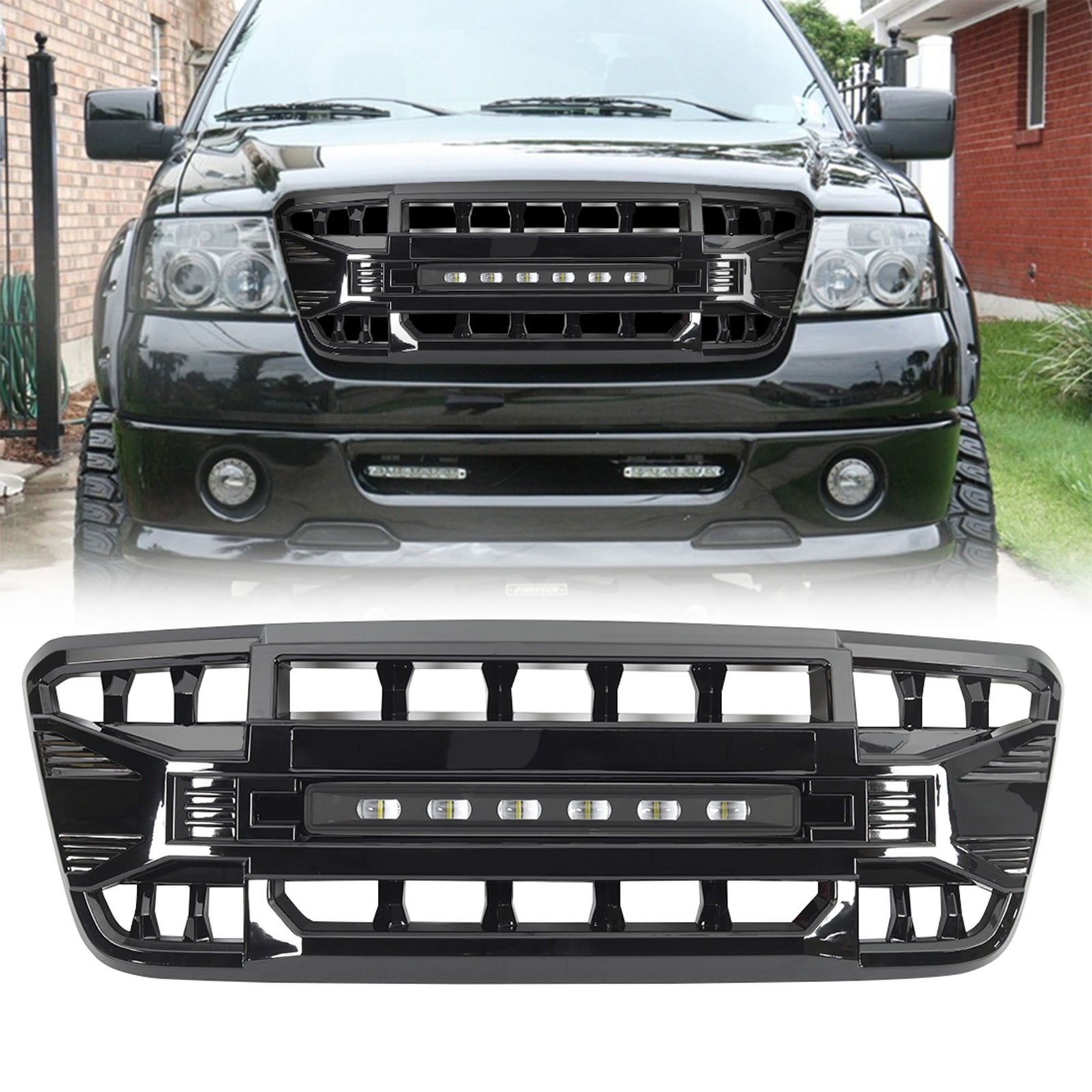 AMERICAN MODIFIED Armor Grille Compatible w/04-08 Ford F150, Glossy Black (Used) - VMInnovations