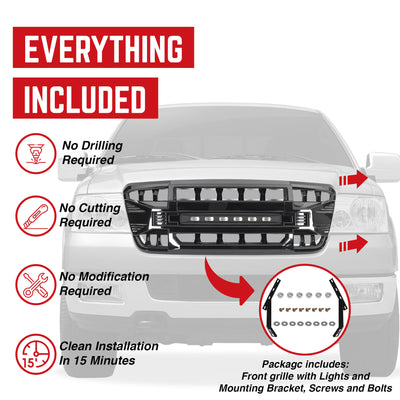 AMERICAN MODIFIED Armor Grille Compatible w/04-08 Ford F150, Glossy Black (Used) - VMInnovations