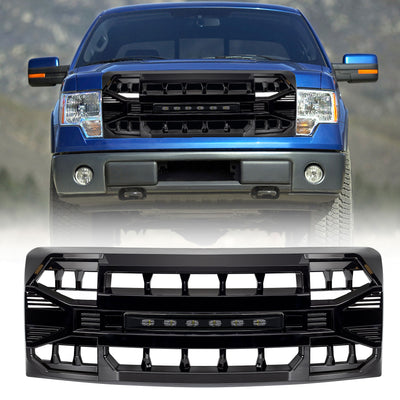 AMERICAN MODIFIED Armor Grille Compatible with 2009-2014 Ford F150, Glossy Black