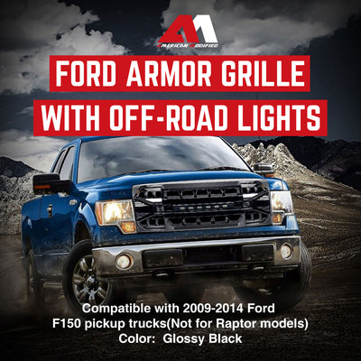 AMERICAN MODIFIED Front Grille Compatible w/ 09-14 Ford F150, Black(Open Box)