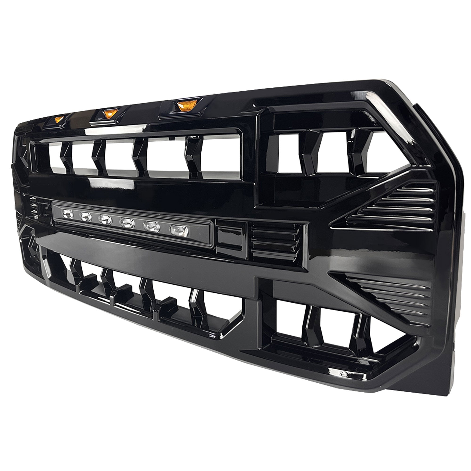 AMERICAN MODIFIED Armor Front Grille for 2015 to 2017 Ford F150, Glossy Black - VMInnovations