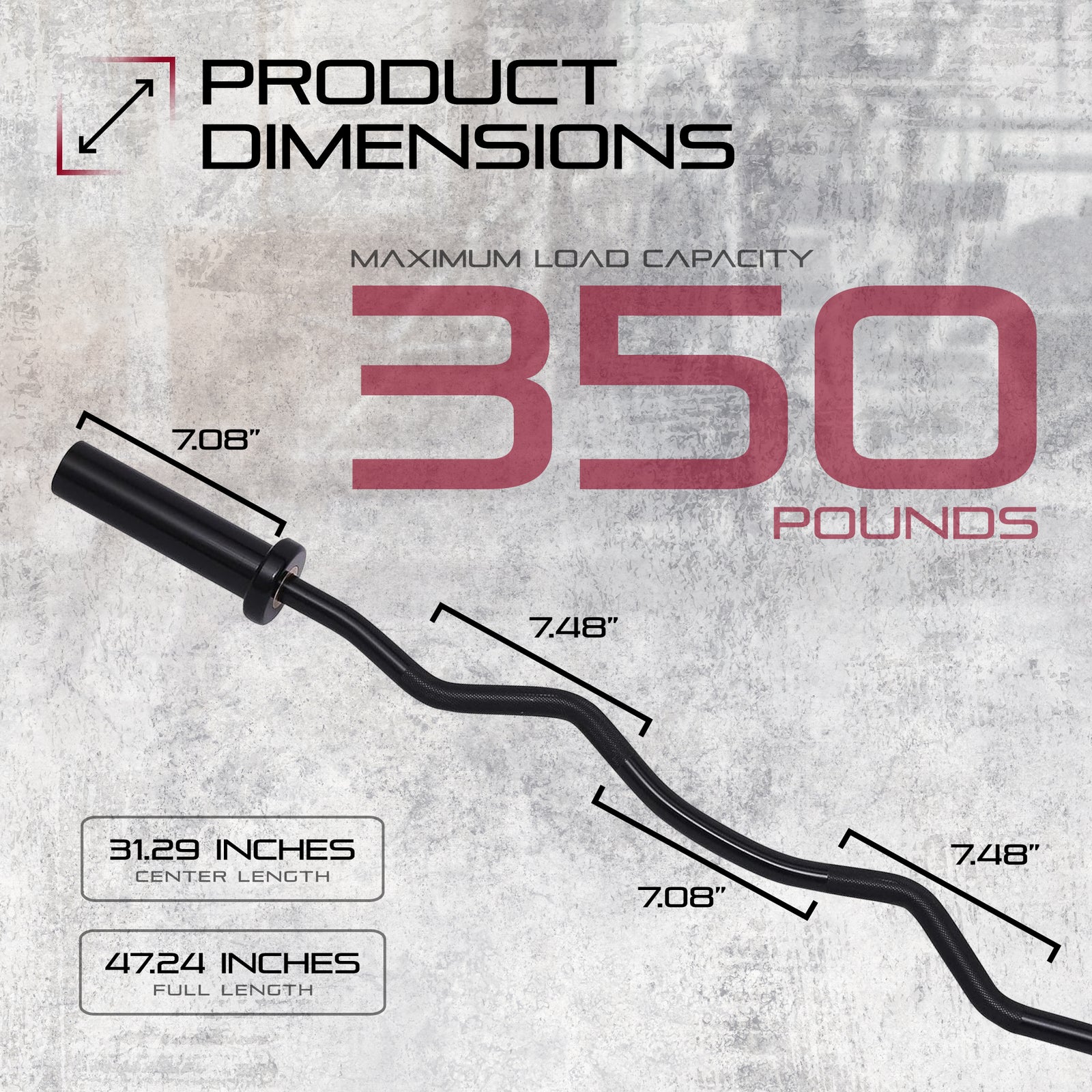 Signature Fitness Everyday Essentials Olympic Super Curl Barbell, 48 Inch, Black - VMInnovations