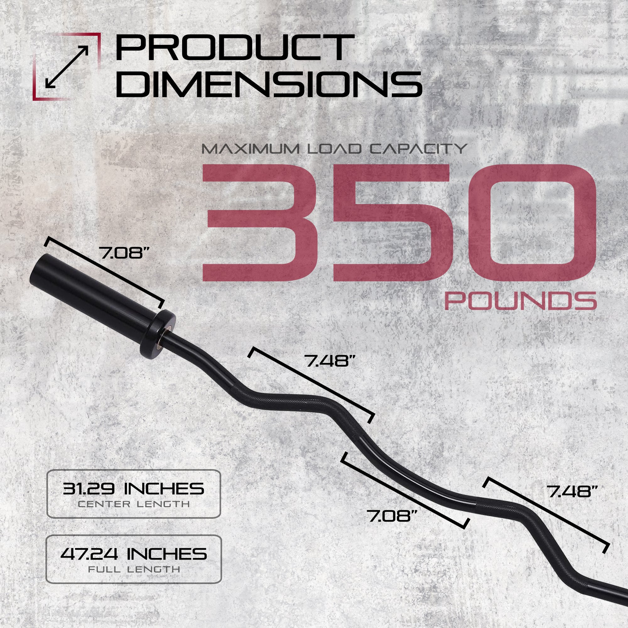 Signature Fitness Everyday Essentials Olympic Super Curl Barbell, 48 Inch, Black