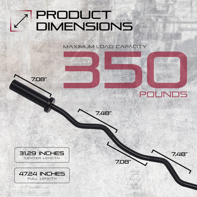 Signature Fitness Everyday Essentials Olympic Super Curl Barbell, 48 Inch, Black